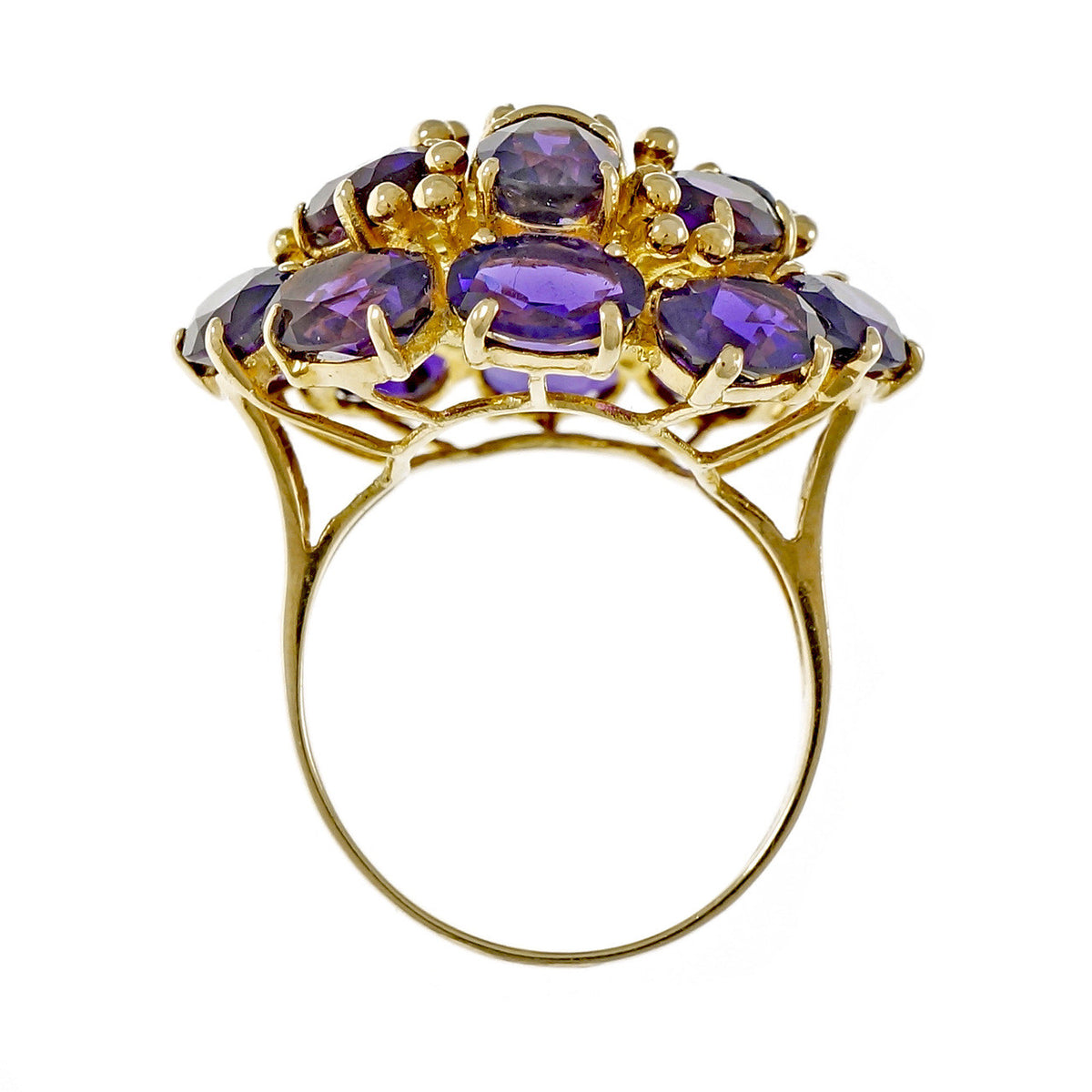Vintage 1960 Large Amethyst Dome Ring 14k Yellow Gold – image 5