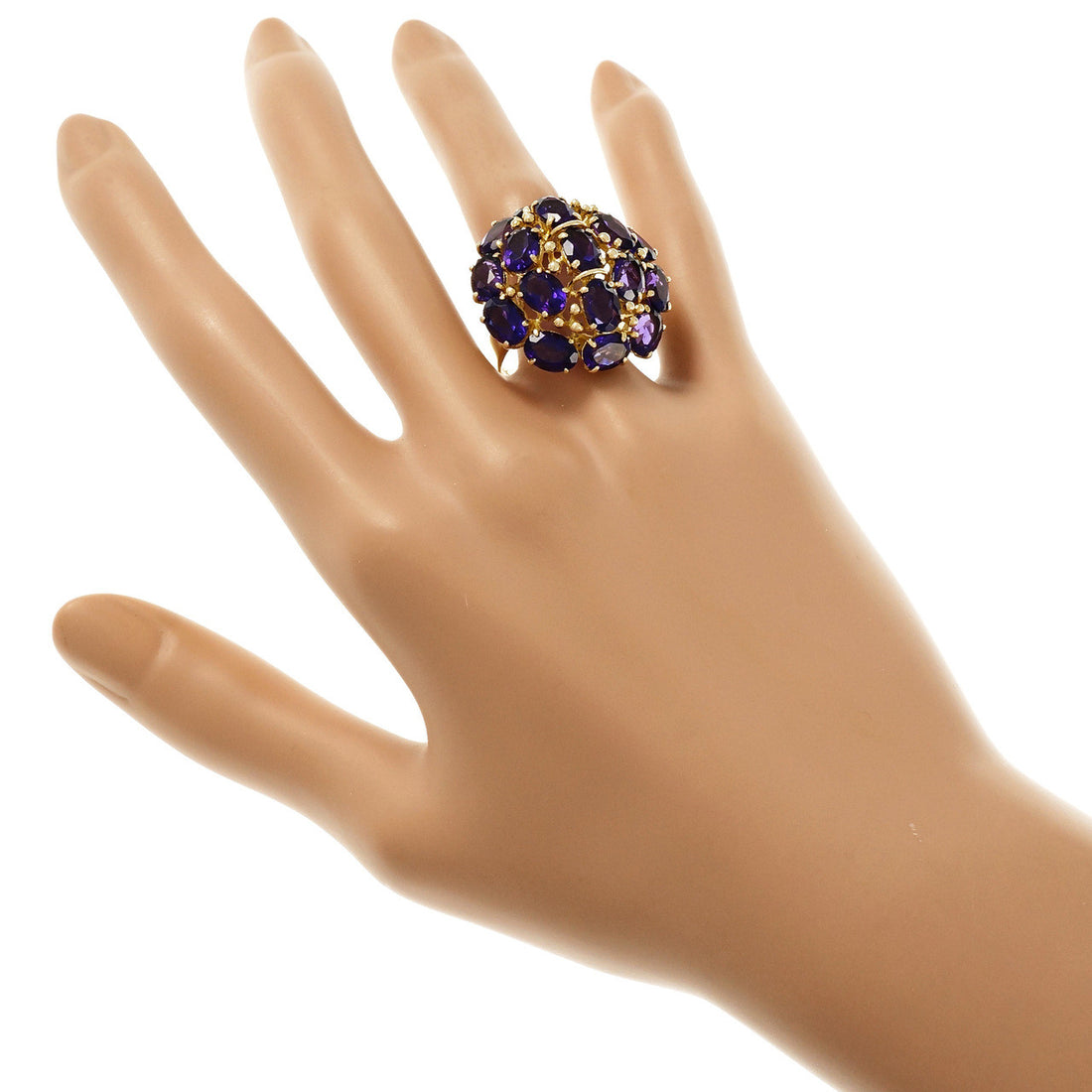 Vintage 1960 Large Amethyst Dome Ring 14k Yellow Gold – image 6