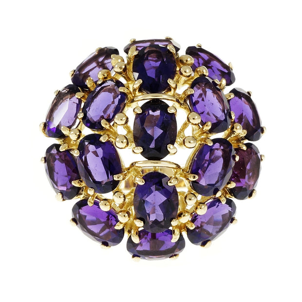 Vintage 1960 Large Amethyst Dome Ring 14k Yellow Gold