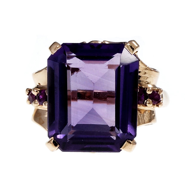 Vintage Retro 1940 Pink Gold Amethyst Ruby Ring 14k