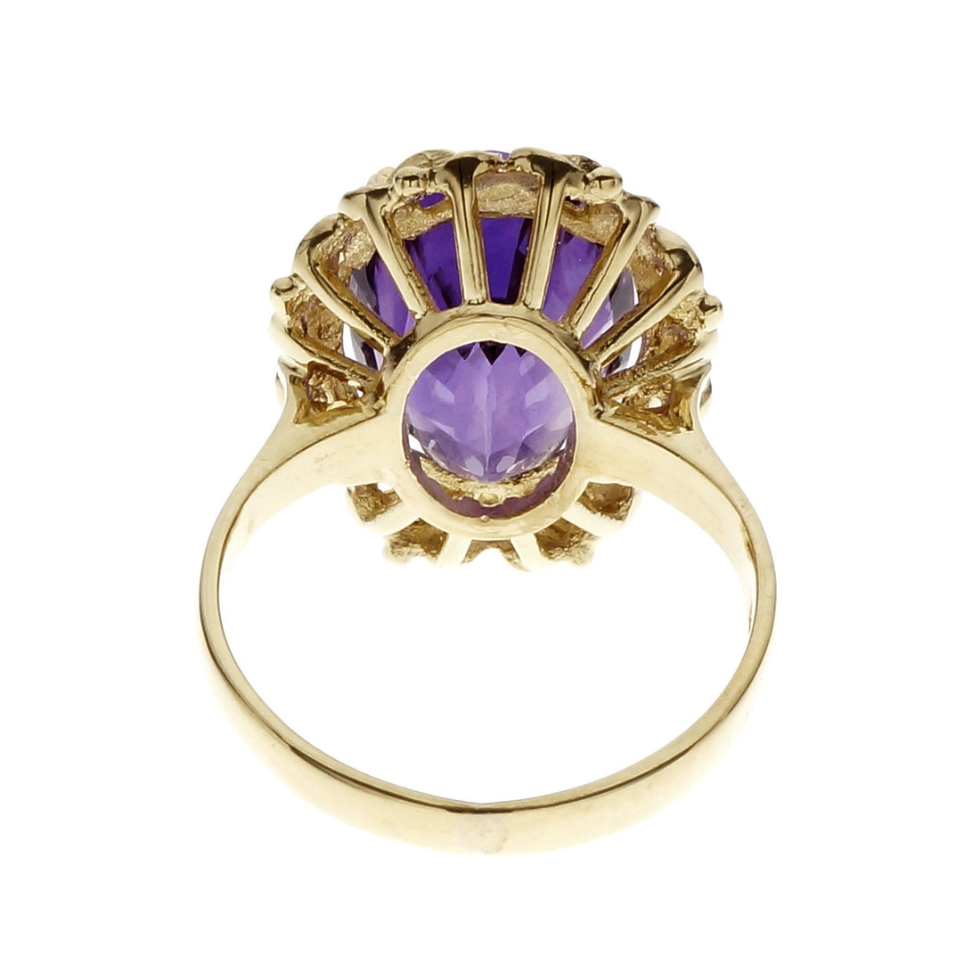 Vintage Textured 1960 Purple Amethyst Ring 18k Yellow Gold – image 4