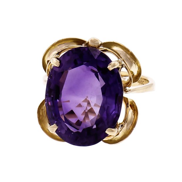 8.09ct Oval Amethyst 14k Yellow Gold Cocktail Ring