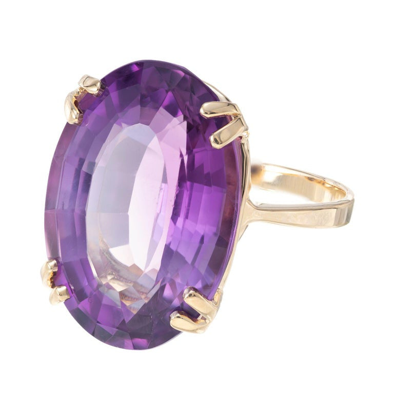 18.00 Carat Amethyst Yellow Gold Cocktail Ring – image 2