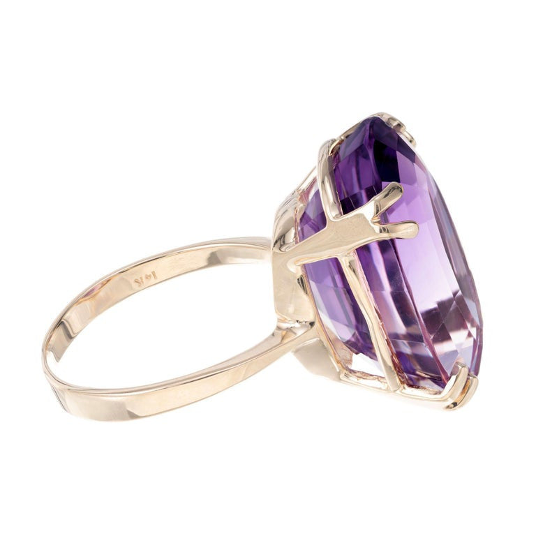 18.00 Carat Amethyst Yellow Gold Cocktail Ring – image 3