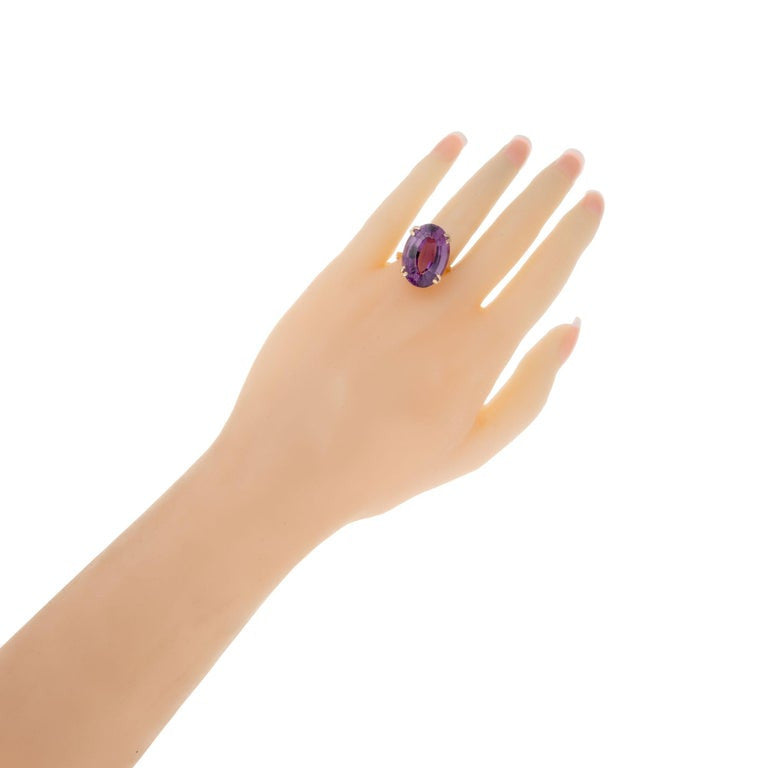 18.00 Carat Amethyst Yellow Gold Cocktail Ring – image 6