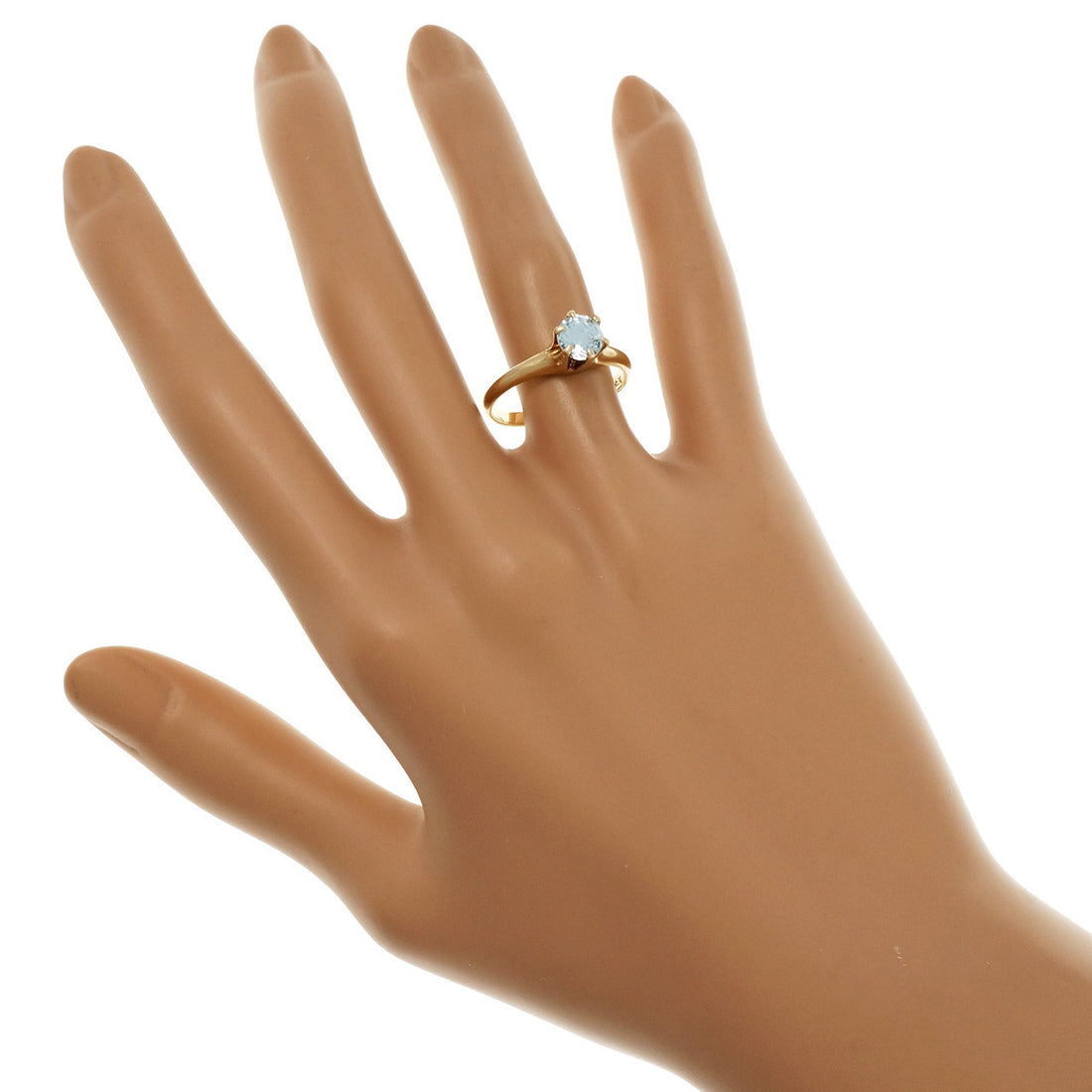 Victorian 1900 Aqua Engagement Ring 14k Yellow Gold – image 6