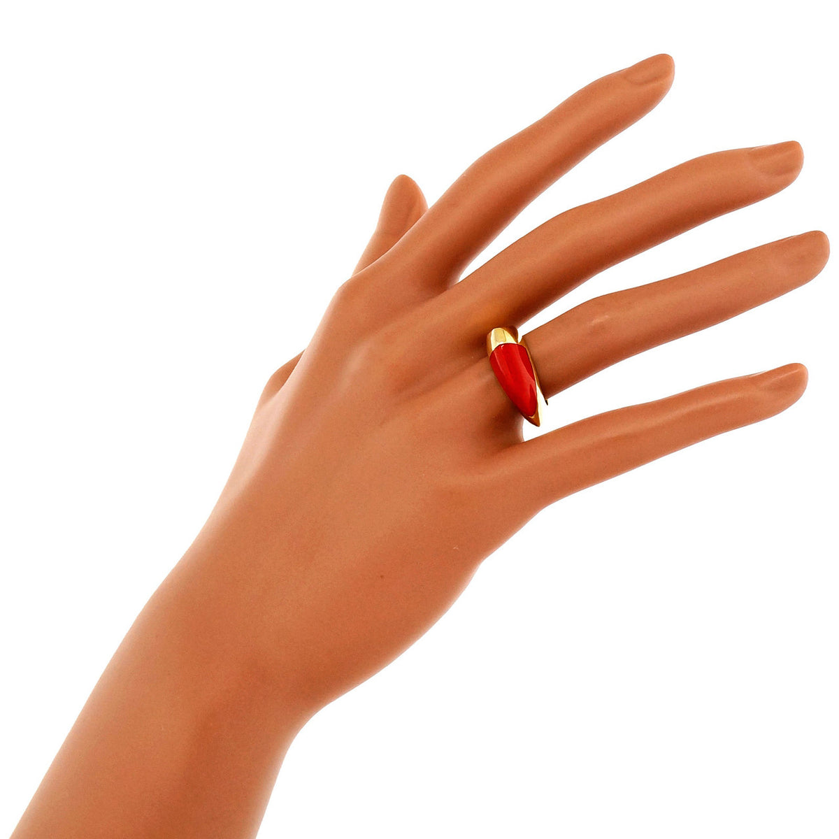Coral 18k Yellow Gold Ring – image 6