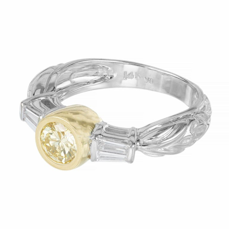 EGL Certified .60 Carat Fancy Yellow Diamond Gold Engagement Ring – image 8