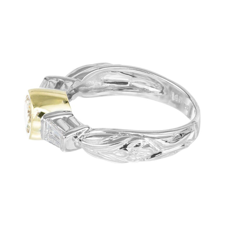 EGL Certified .60 Carat Fancy Yellow Diamond Gold Engagement Ring – image 7