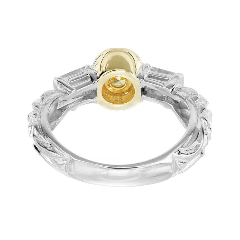 EGL Certified .60 Carat Fancy Yellow Diamond Gold Engagement Ring – image 6
