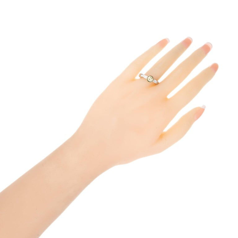 EGL Certified .60 Carat Fancy Yellow Diamond Gold Engagement Ring – image 4