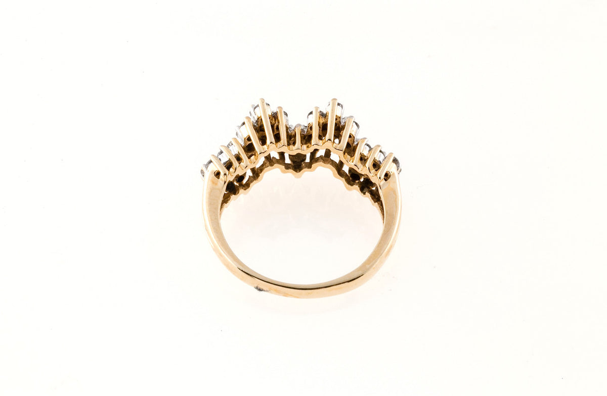 Estate Three Row 14k Diamond Wave Ring – image 4