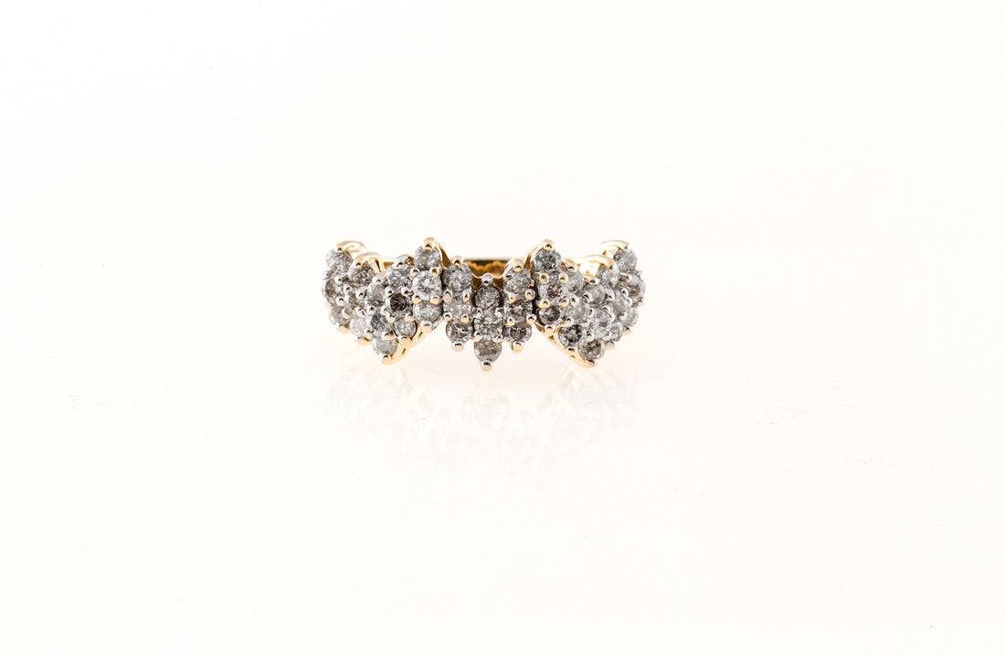 Estate Three Row 14k Diamond Wave Ring – image 6