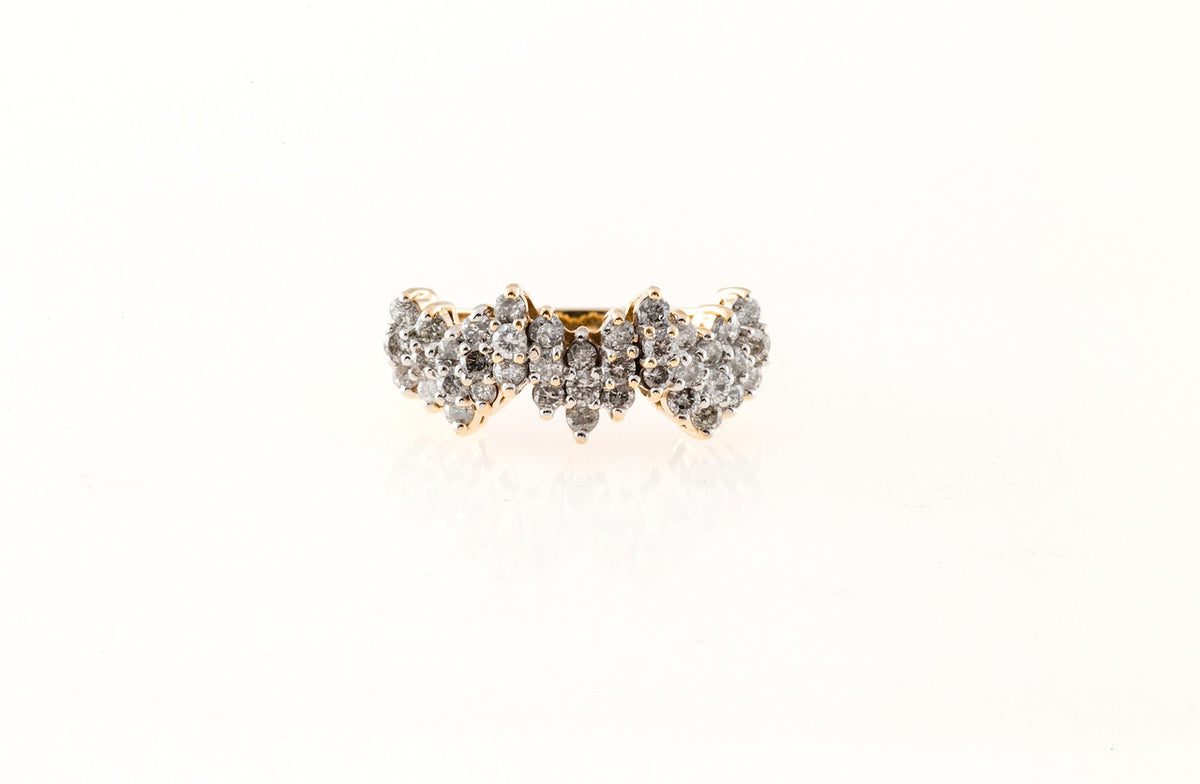 Estate Three Row 14k Diamond Wave Ring – image 6