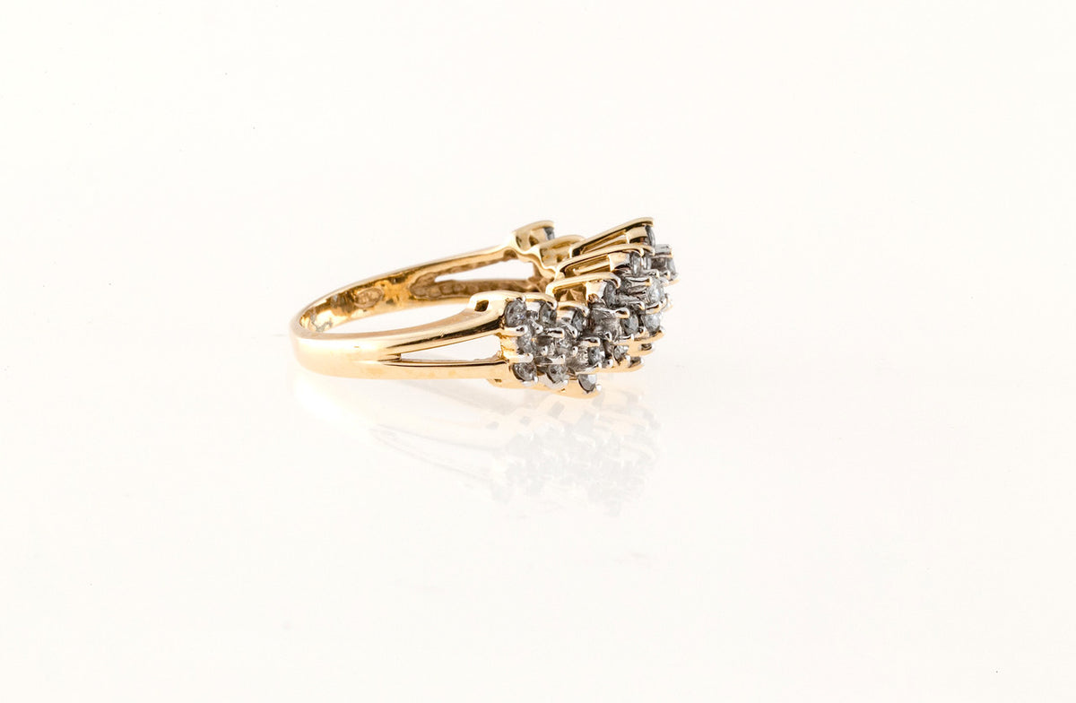 Estate Three Row 14k Diamond Wave Ring – image 7