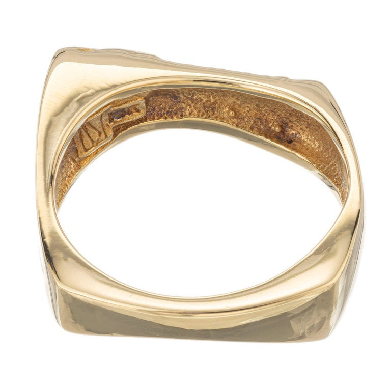 Graduated Diamond Yellow Gold Engraved Band Ring Ring – image 4