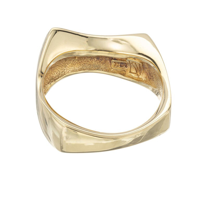 Graduated Diamond Yellow Gold Engraved Band Ring Ring – image 6