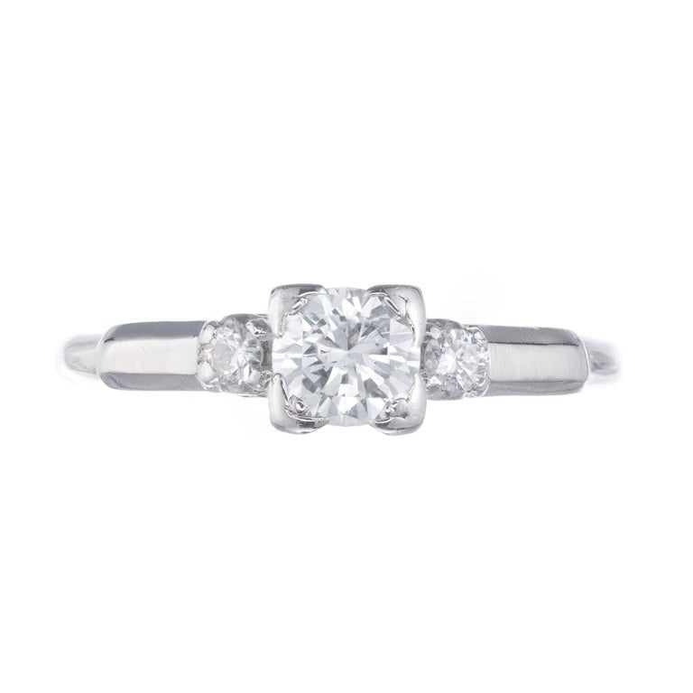 .35 Carat Diamond Art Deco Platinum Three-Stone Engagement Ring – image 3