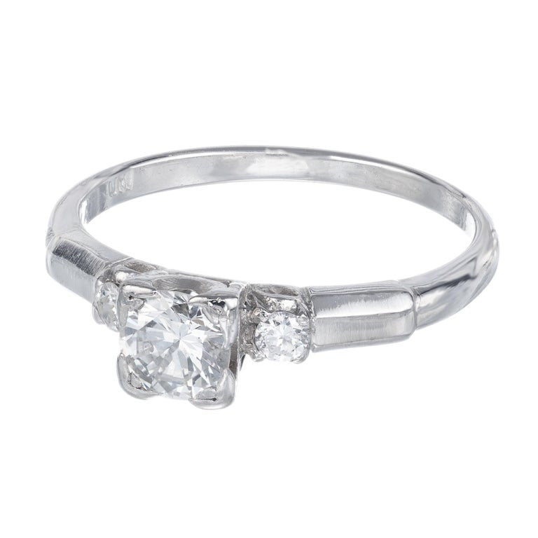 .35 Carat Diamond Art Deco Platinum Three-Stone Engagement Ring – image 2