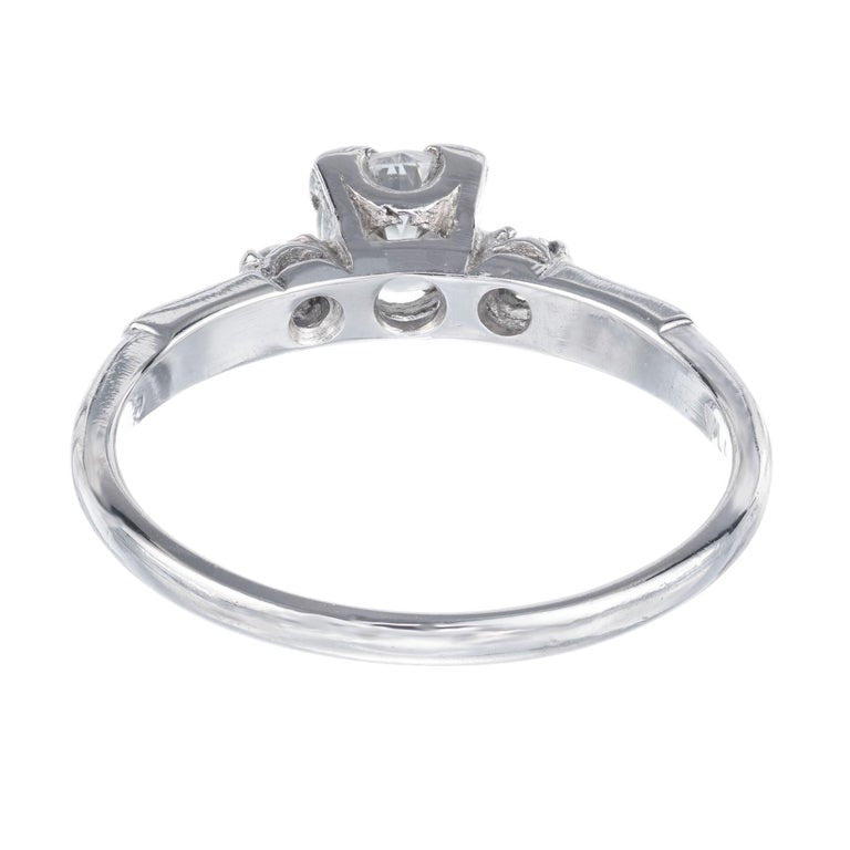 .35 Carat Diamond Art Deco Platinum Three-Stone Engagement Ring – image 4