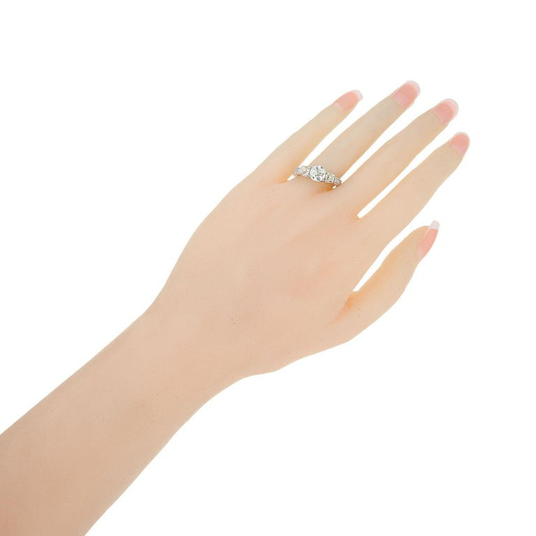 1.22 Carat Old European Cut Three-Stone Diamond White Gold Engagement Ring – image 5