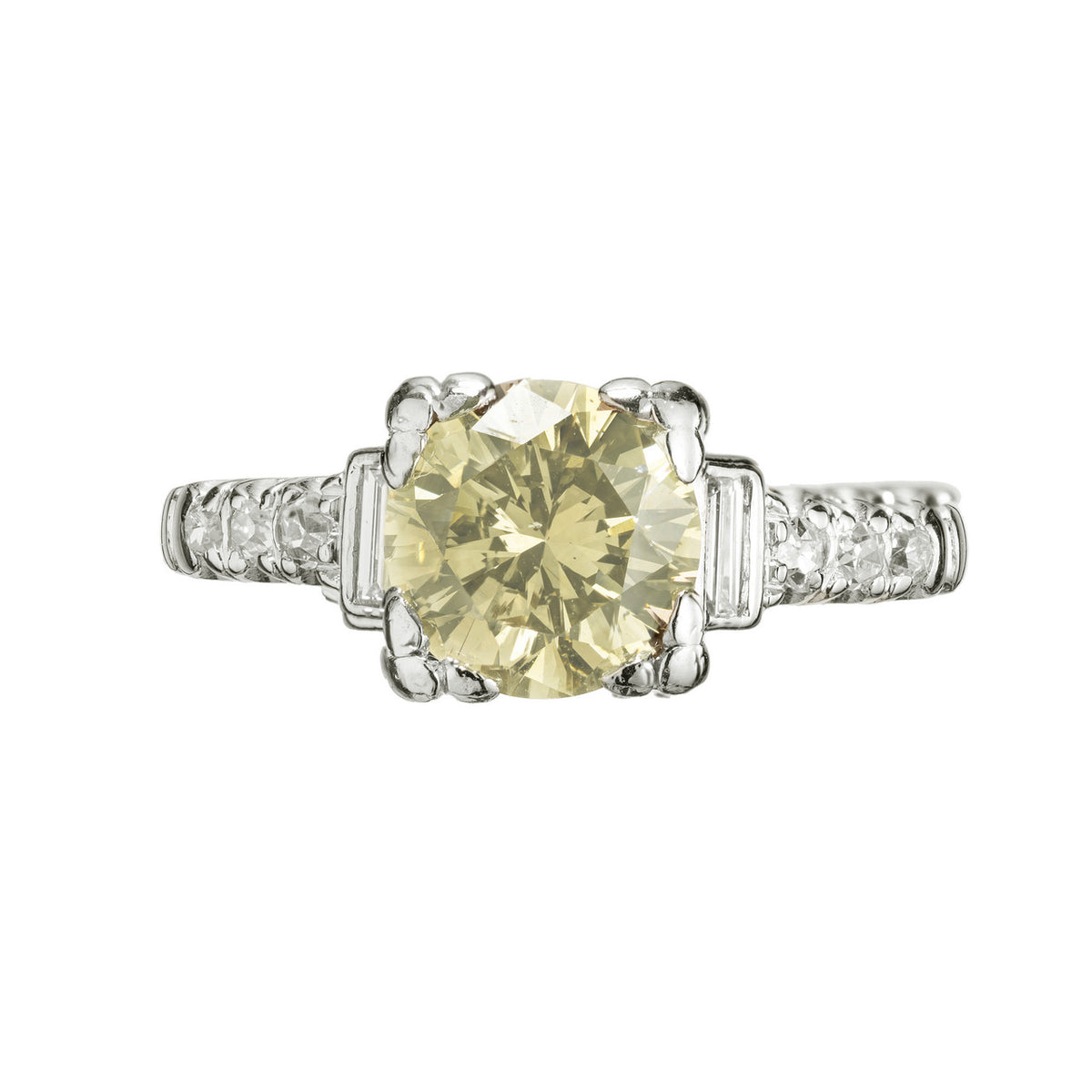 1.35 Carat Transitional Cut Brown Diamond Platinum Art Deco Engagement Ring – image 2