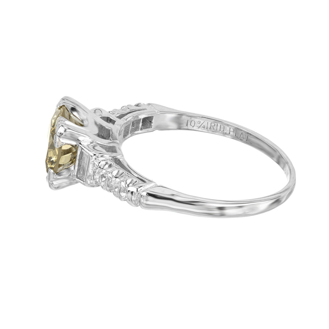 1.35 Carat Transitional Cut Brown Diamond Platinum Art Deco Engagement Ring – image 5