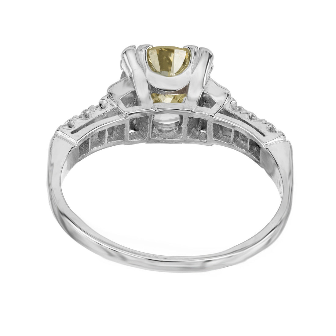 1.35 Carat Transitional Cut Brown Diamond Platinum Art Deco Engagement Ring – image 8