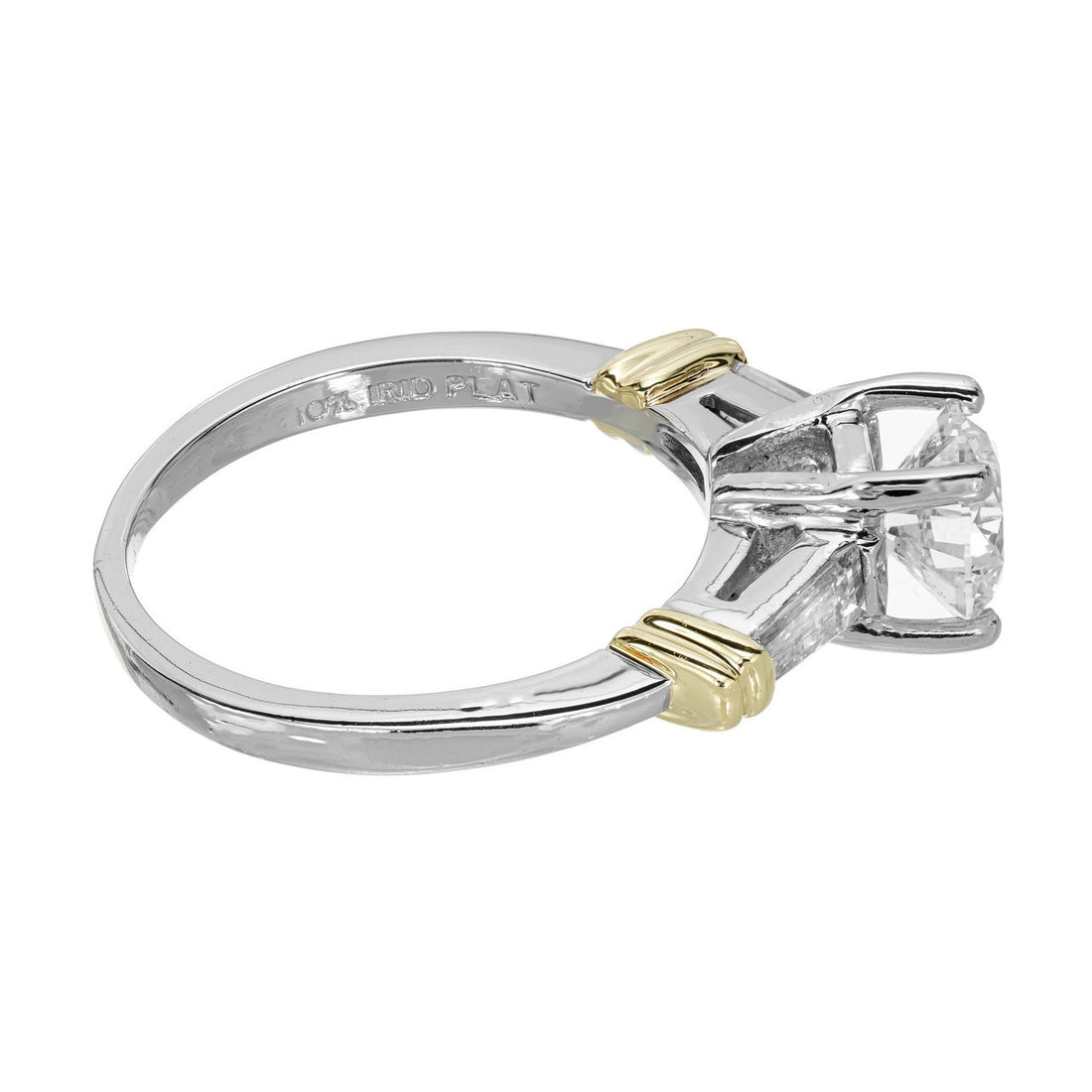 EGL Certified .97 Carat Diamond Platinum Yellow Gold Three-Stone Engagement Ring – image 5
