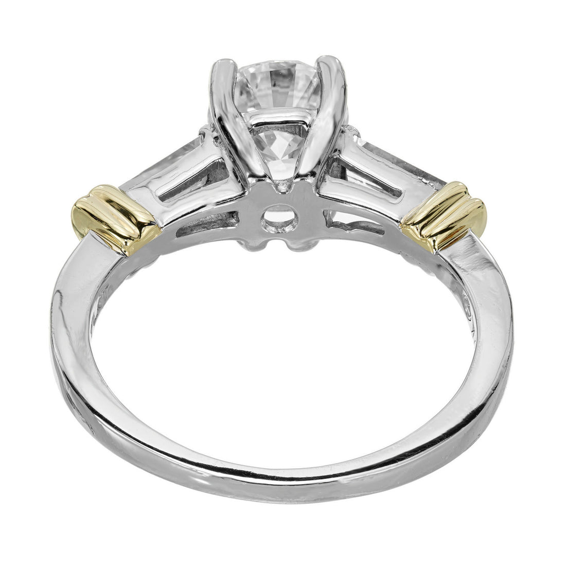 EGL Certified .97 Carat Diamond Platinum Yellow Gold Three-Stone Engagement Ring – image 6