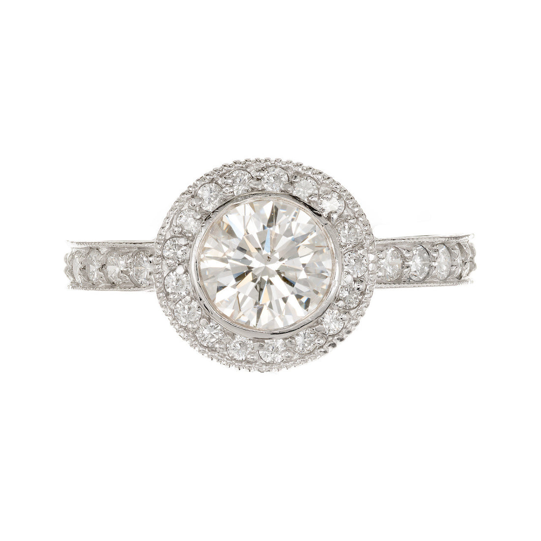 Peter Suchy EGL Certified 1.01 Carat Diamond Engraved Platinum Engagement Ring – image 2