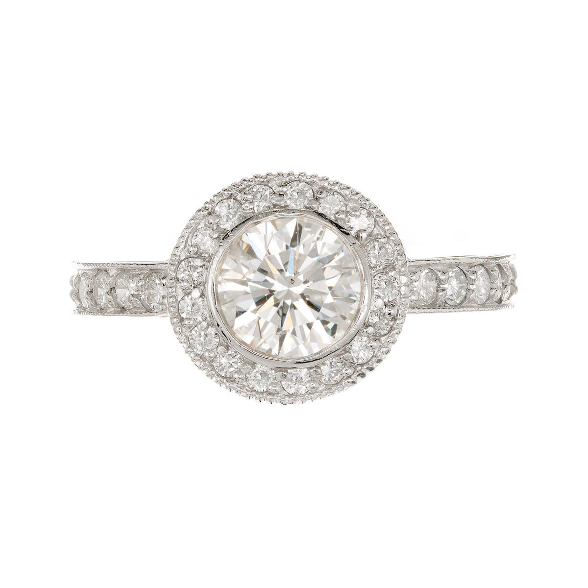 Peter Suchy EGL Certified 1.01 Carat Diamond Engraved Platinum Engagement Ring – image 2