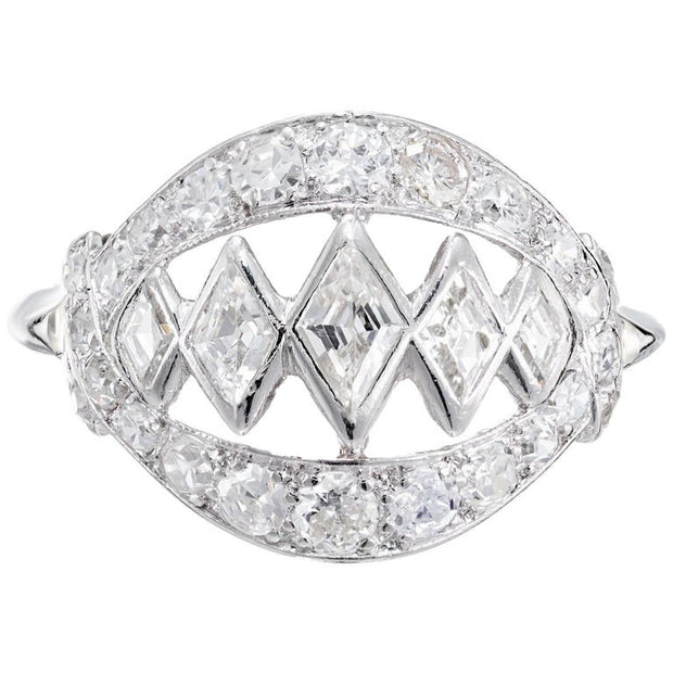 .95 Carat Diamond Open Work White Gold Dome Ring