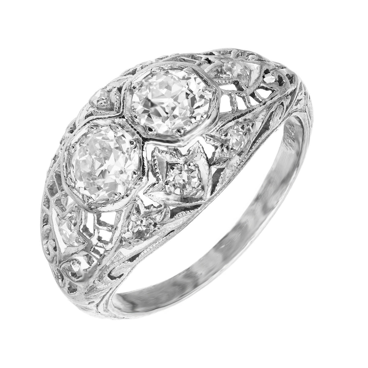 .50 Carat Art Deco Diamond Filigree Dome Platinum Engagement Ring – image 2