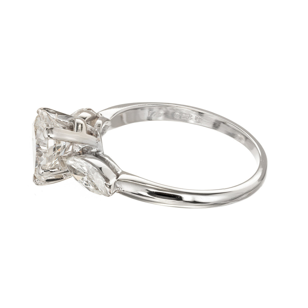 Vintage Gc&G Design 1.25ct Pear & 2 Marquise Diamond 14k Gold Engagement Ring – image 3