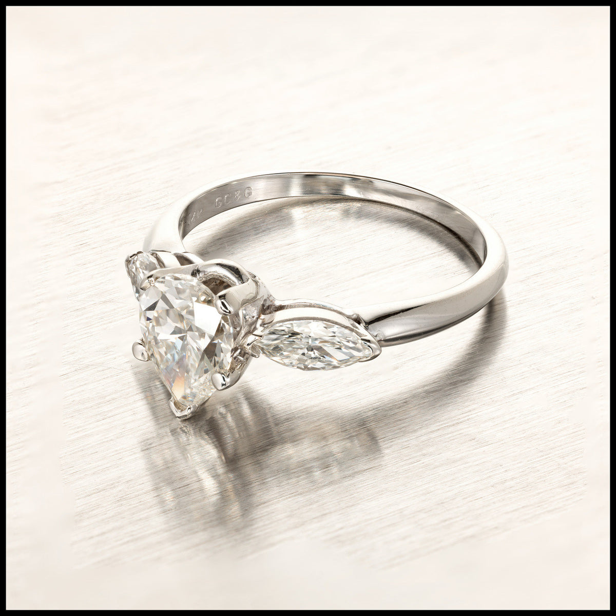 Vintage Gc&G Design 1.25ct Pear & 2 Marquise Diamond 14k Gold Engagement Ring – image 6
