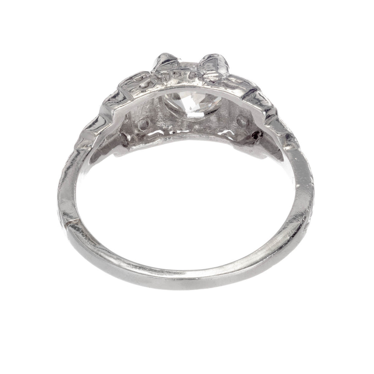.81 Carat Diamond Cushion Cut Art Deco Platinum Engagement Ring – image 4