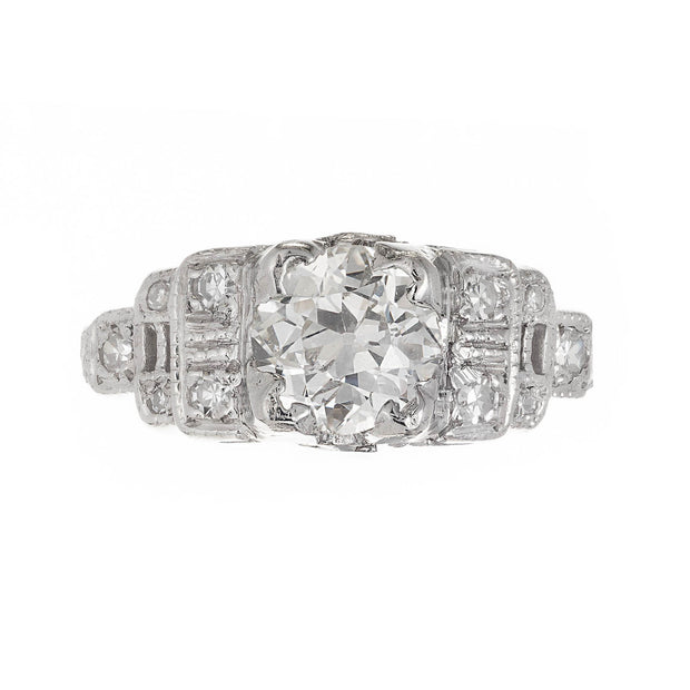 .81 Carat Diamond Cushion Cut Art Deco Platinum Engagement Ring