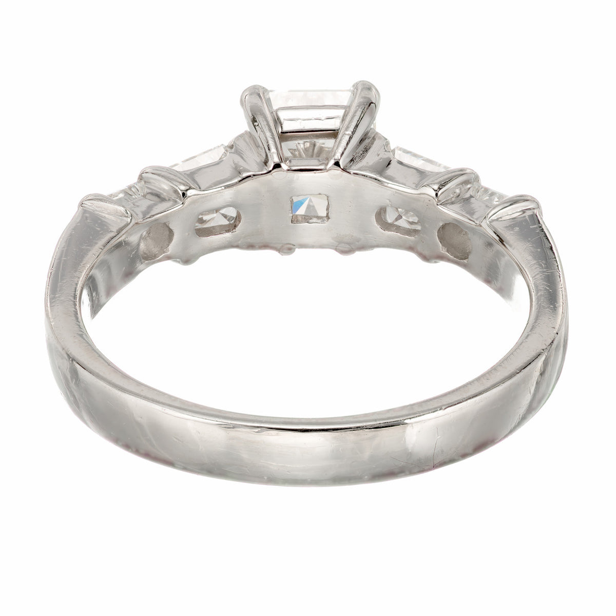 Estate Platinum Center Radiant Cut Diamond 4 Trapezoid And Princess Cuts Ring – image 4