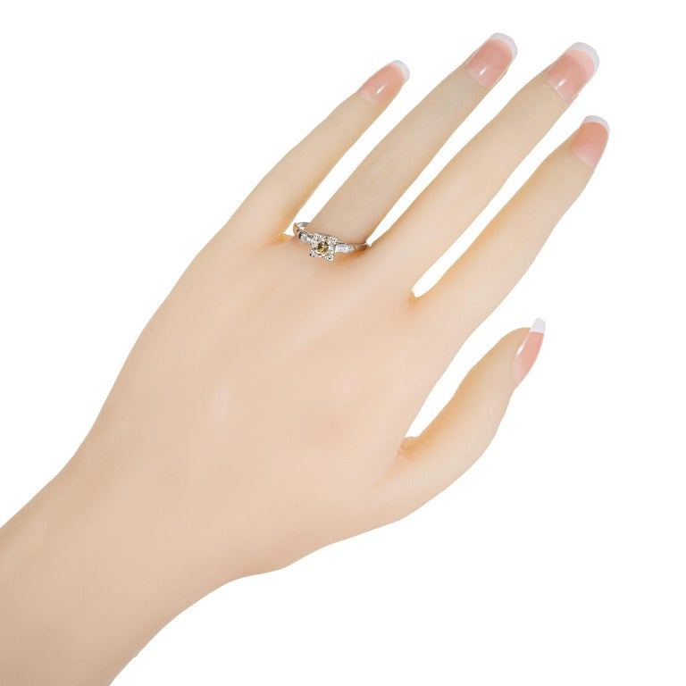 GIA Natural Light Brown .80 Carat Light Brown Diamond Platinum Engagement Ring – image 4