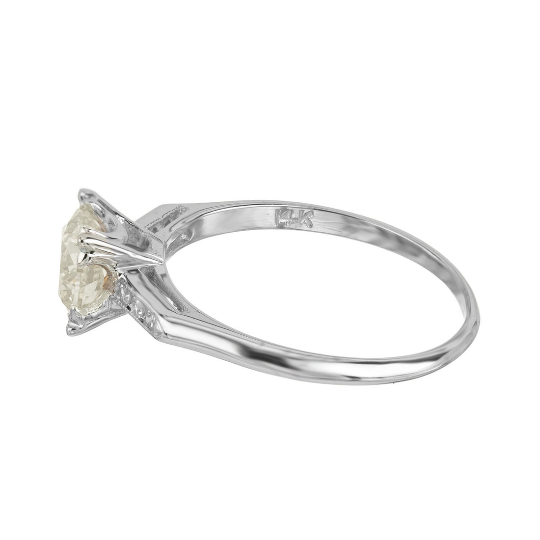 GIA 1.00 Carat Round Cut Diamond Gold Art Deco Engagement Ring – image 5