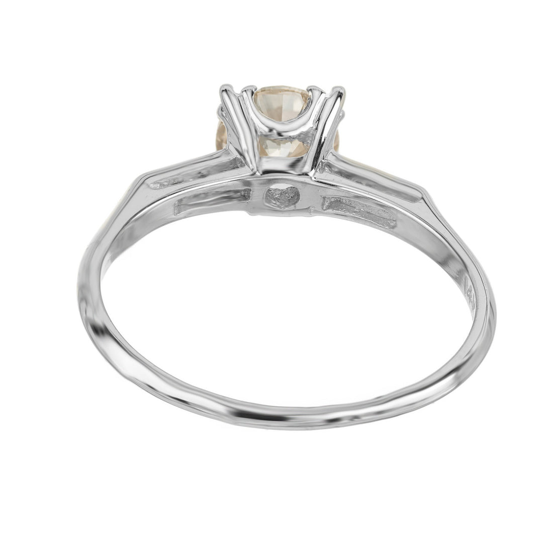GIA 1.00 Carat Round Cut Diamond Gold Art Deco Engagement Ring – image 7