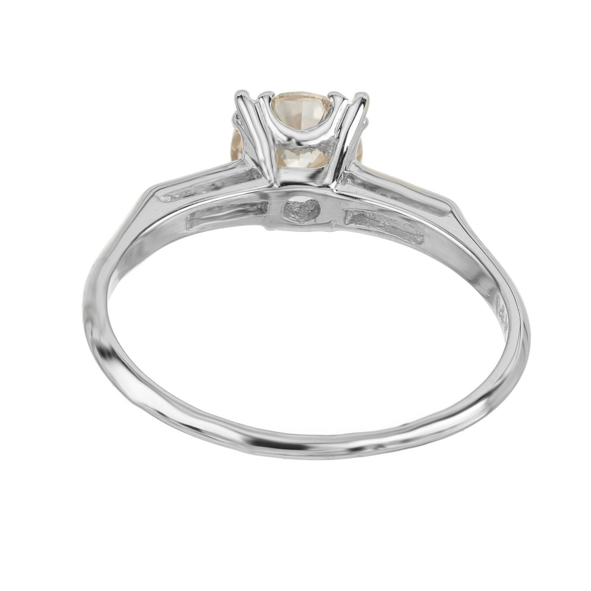 GIA 1.00 Carat Round Cut Diamond Gold Art Deco Engagement Ring – image 7