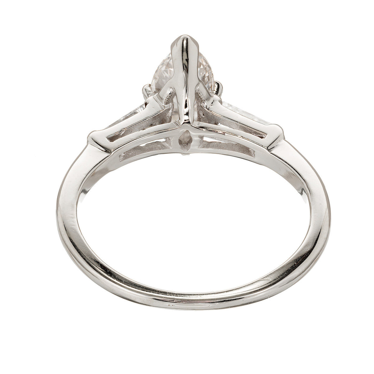 Vintage .69ct Faint Brown Marquise Diamond 14k Gold 2 Tapered Baguette Ring – image 6