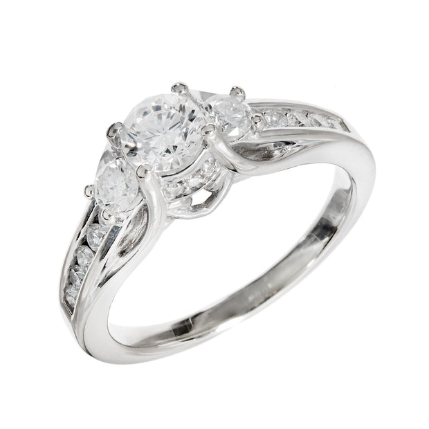 Intertwined Queen Crown 14k White Gold 3 Main 16 Accent Diamond Engagement Ring