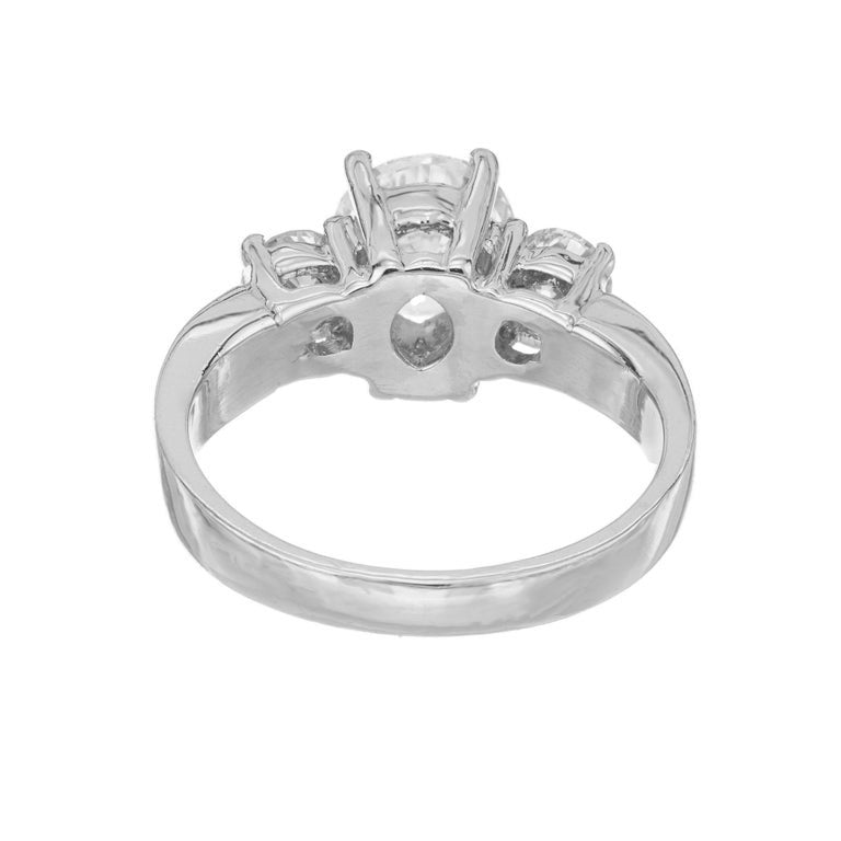GIA Certified 1.28 Carat Diamond Platinum Three Stone Engagement Ring – image 6
