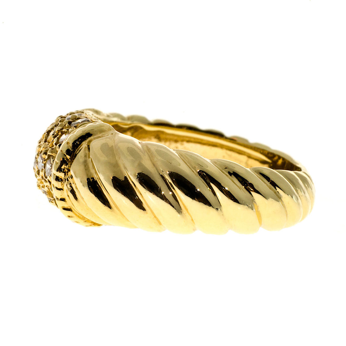 Vintage .33ct 18k Gold 8mm Shrimp Full White Sparkly Diamond Top Dome Ring – image 2