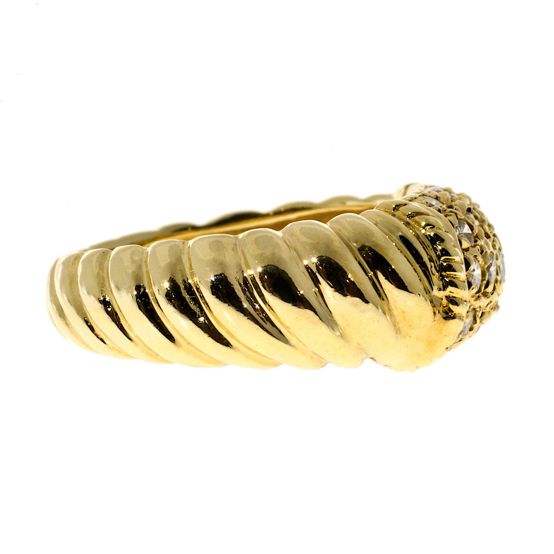 Vintage .33ct 18k Gold 8mm Shrimp Full White Sparkly Diamond Top Dome Ring – image 3