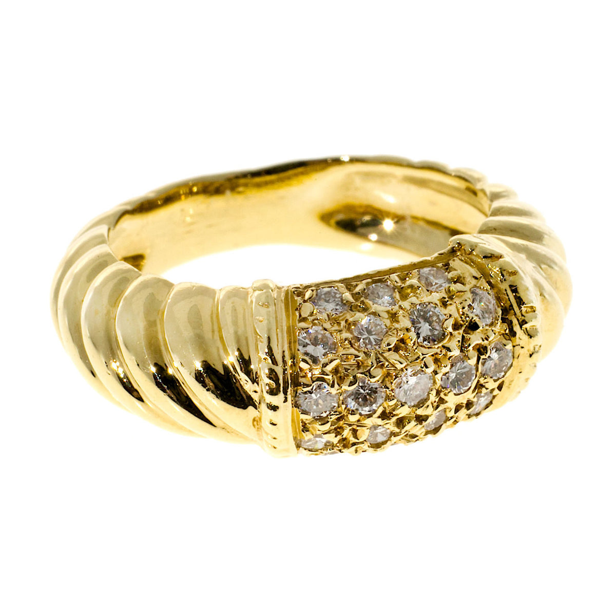 Vintage .33ct 18k Gold 8mm Shrimp Full White Sparkly Diamond Top Dome Ring – image 4