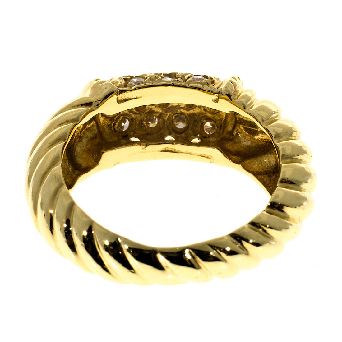 Vintage .33ct 18k Gold 8mm Shrimp Full White Sparkly Diamond Top Dome Ring – image 6